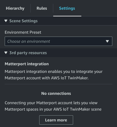 The settings tab with the "No connections" message.